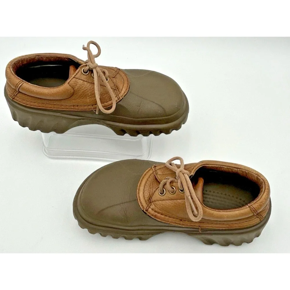 Crocs Axle All Terrain Leather Duck Islander Boat Shoes Brown 5M 7W